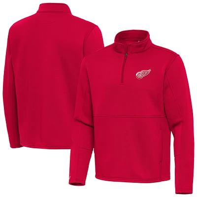 Men's Antigua Red Detroit Wings Twist Quarter-Zip Pullover Jacket