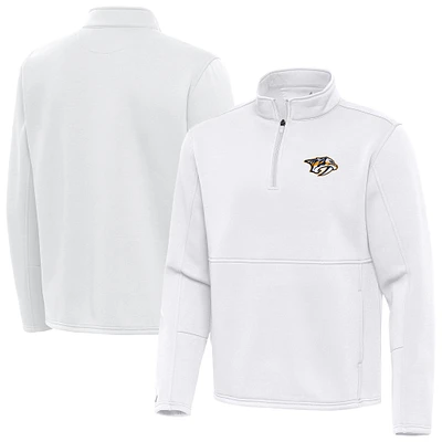 Men's Antigua White Nashville Predators Twist Quarter-Zip Pullover Jacket
