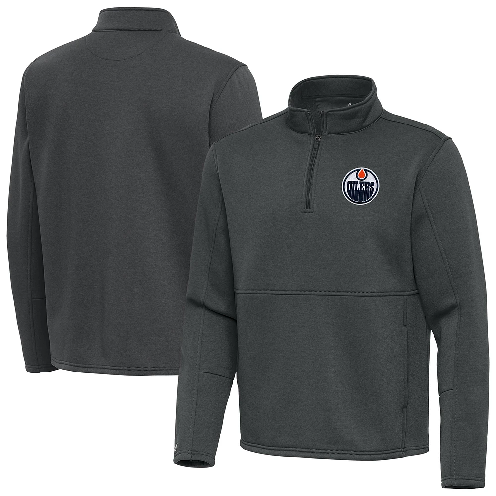 Men's Antigua Pewter Edmonton Oilers Twist Quarter-Zip Pullover Jacket