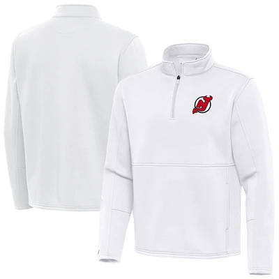 Men's Antigua White New Jersey Devils Twist Quarter-Zip Pullover Jacket