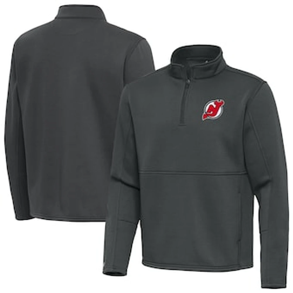 Men's Antigua Pewter New Jersey Devils Twist Quarter-Zip Pullover Jacket