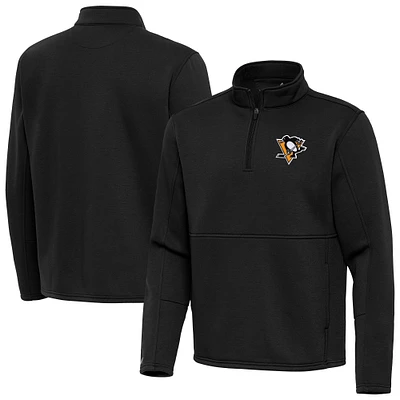 Men's Antigua Black Pittsburgh Penguins Twist Quarter-Zip Pullover Jacket