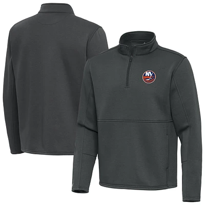 Men's Antigua Pewter New York Islanders Twist Quarter-Zip Pullover Jacket