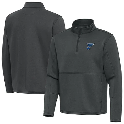 Men's Antigua Pewter St. Louis Blues Twist Quarter-Zip Pullover Jacket
