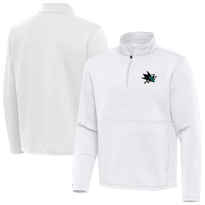 Men's Antigua White San Jose Sharks Twist Quarter-Zip Pullover Jacket