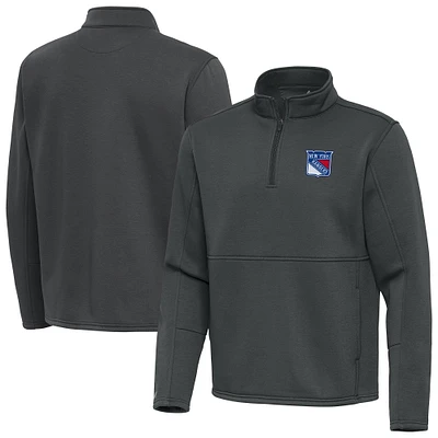 Men's Antigua Pewter New York Rangers Twist Quarter-Zip Pullover Jacket