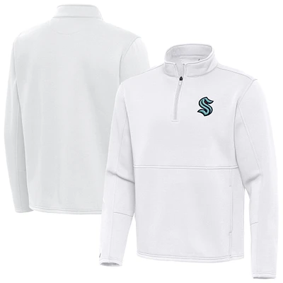 Men's Antigua White Seattle Kraken Twist Quarter-Zip Pullover Jacket