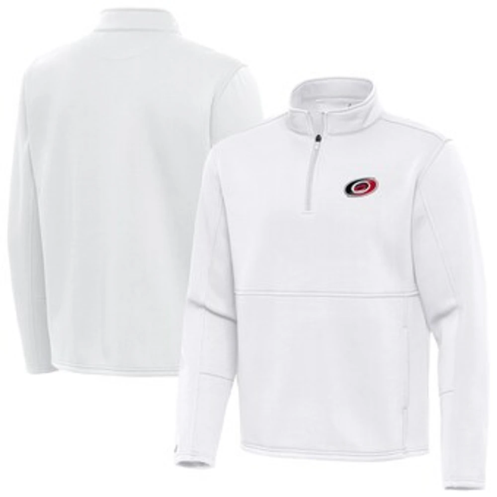Men's Antigua White Carolina Hurricanes Twist Quarter-Zip Pullover Jacket