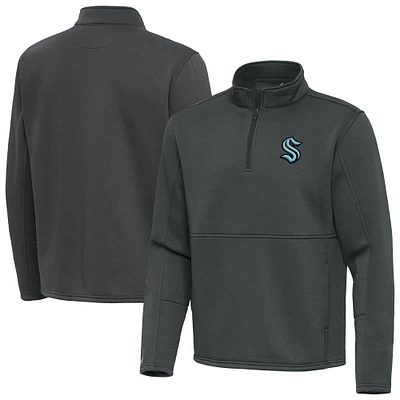 Men's Antigua Pewter Seattle Kraken Twist Quarter-Zip Pullover Jacket