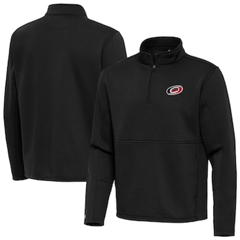 Men's Antigua Black Carolina Hurricanes Twist Quarter-Zip Pullover Jacket