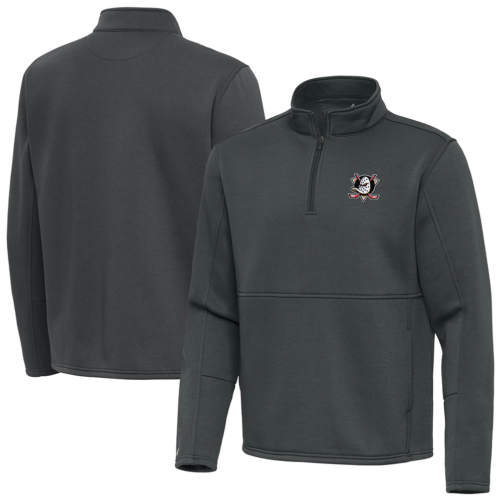 Men's Antigua Silver Anaheim Ducks Twist Quarter-Zip Pullover Jacket