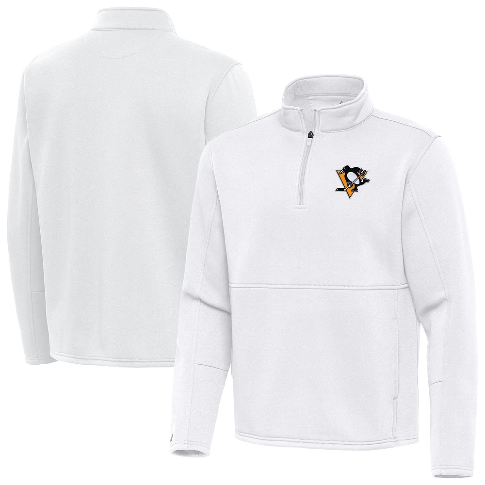 Men's Antigua White Pittsburgh Penguins Twist Quarter-Zip Pullover Jacket