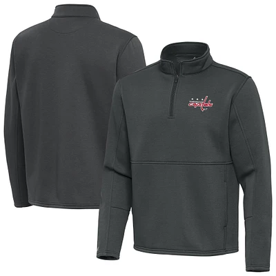 Men's Antigua Pewter Washington Capitals Twist Quarter-Zip Pullover Jacket