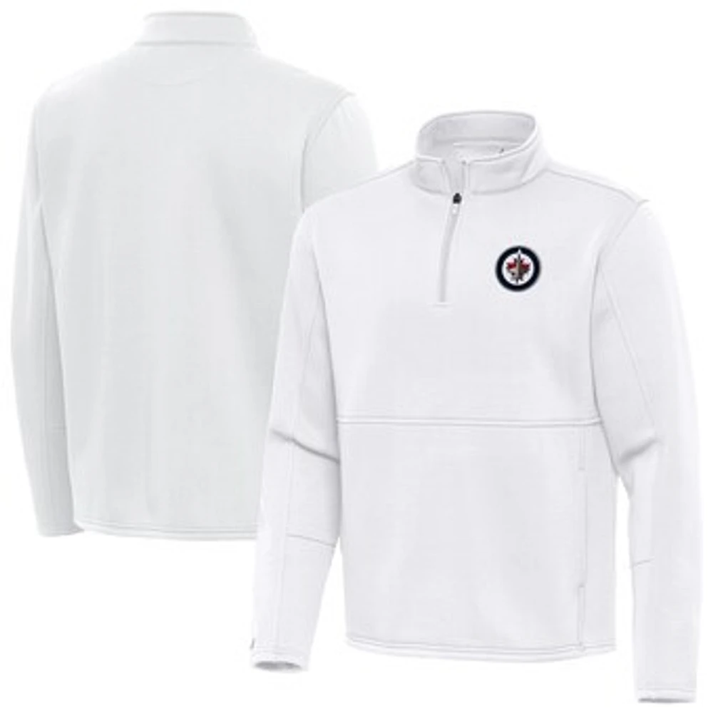 Men's Antigua White Winnipeg Jets Twist Quarter-Zip Pullover Jacket