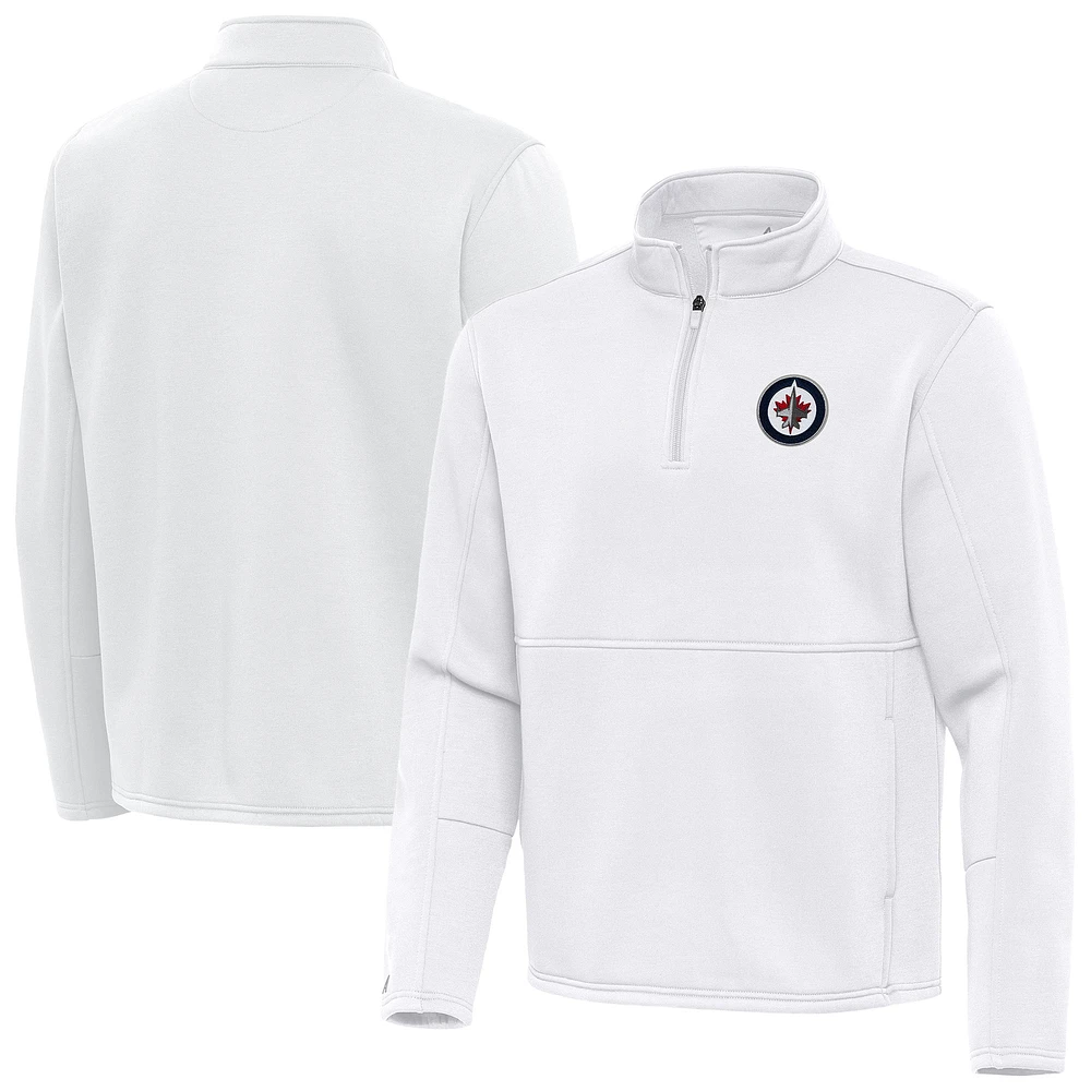 Men's Antigua White Winnipeg Jets Twist Quarter-Zip Pullover Jacket