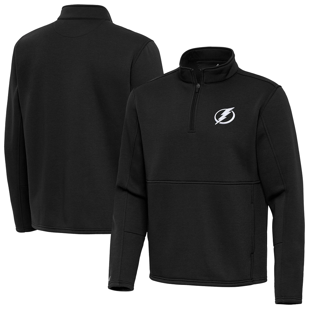 Men's Antigua Black Tampa Bay Lightning Twist Quarter-Zip Pullover Jacket