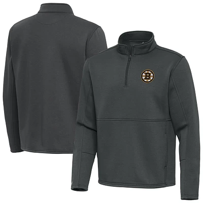 Men's Antigua Pewter Boston Bruins Twist Quarter-Zip Pullover Jacket