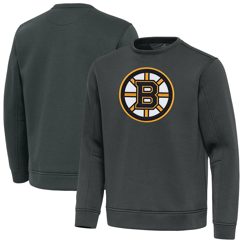Men's Antigua Pewter Boston Bruins Relevant Lightweight Pullover Sweatshirt