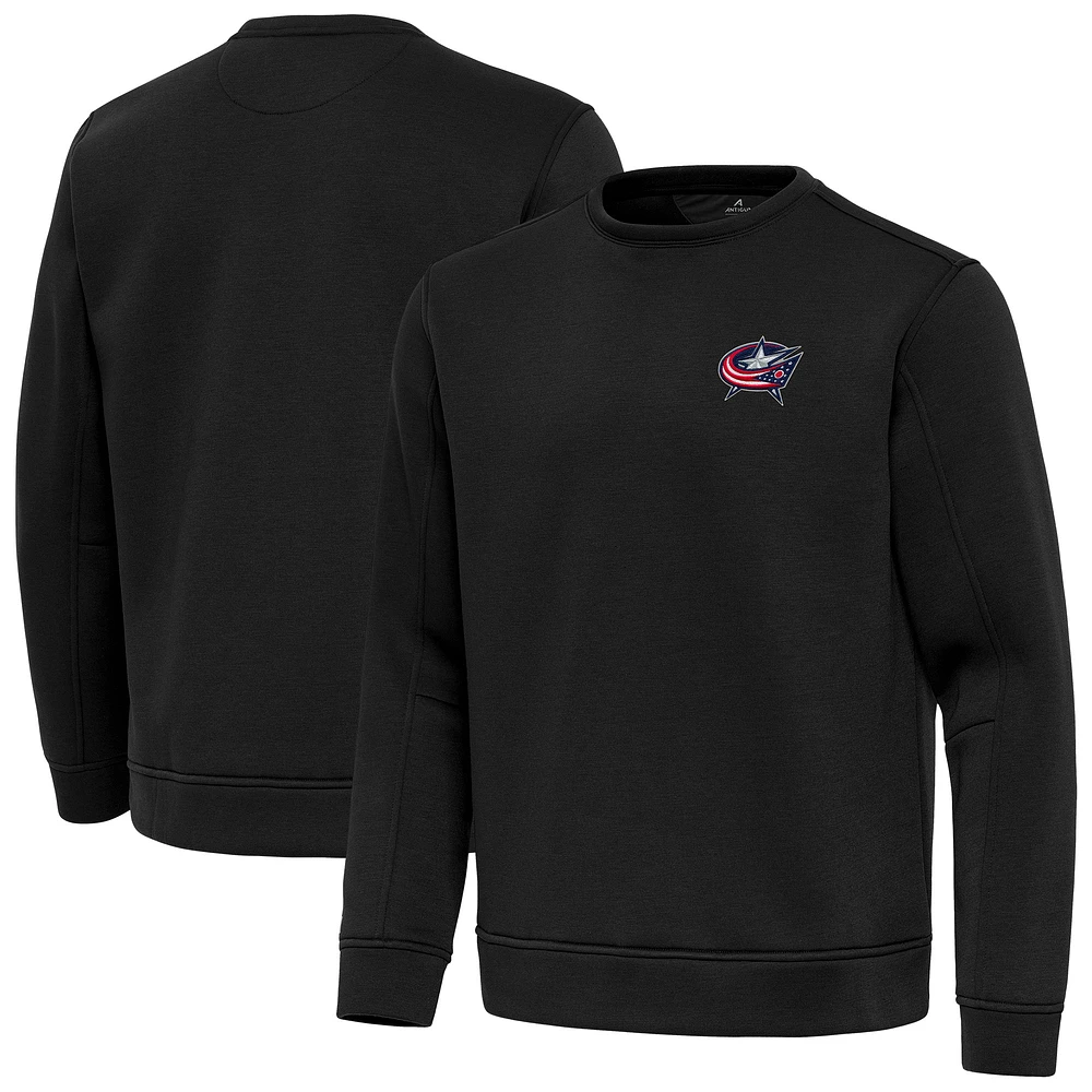 Men's Antigua Black Columbus Blue Jackets Relevant Lightweight Pullover Sweatshirt