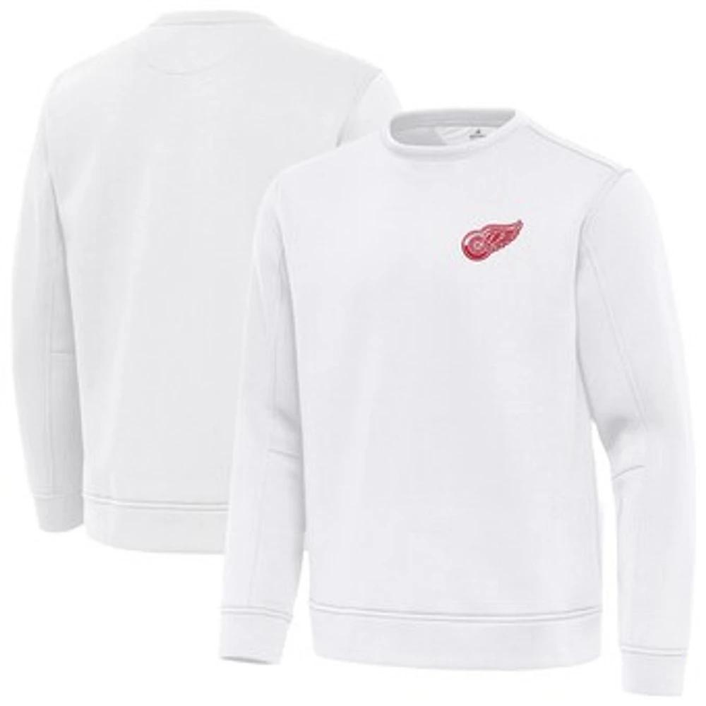 Men's Antigua White Detroit Red Wings Relevant Lightweight Pullover Sweatshirt