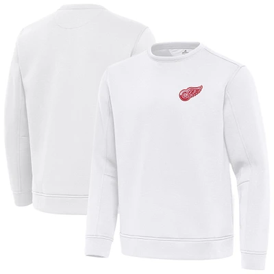 Men's Antigua White Detroit Red Wings Relevant Lightweight Pullover Sweatshirt