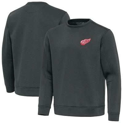 Men's Antigua Pewter Detroit Red Wings Relevant Lightweight Pullover Sweatshirt