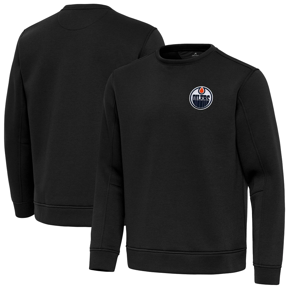 Men's Antigua Black Edmonton Oilers Relevant Lightweight Pullover Sweatshirt
