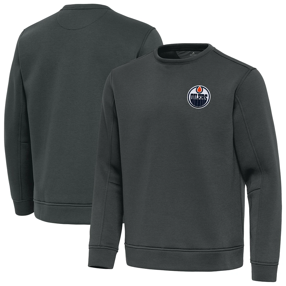 Men's Antigua Pewter Edmonton Oilers Relevant Lightweight Pullover Sweatshirt