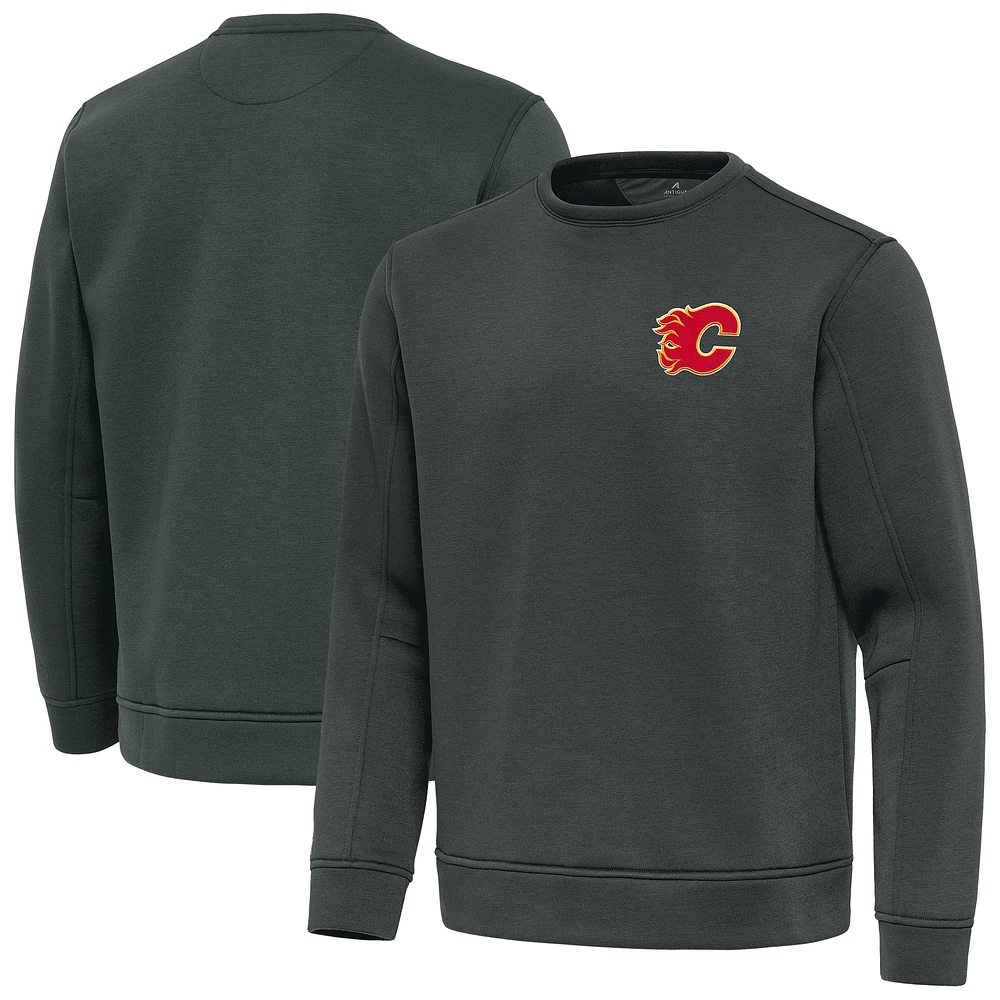 Men's Antigua Pewter Calgary Flames Relevant Lightweight Pullover Sweatshirt