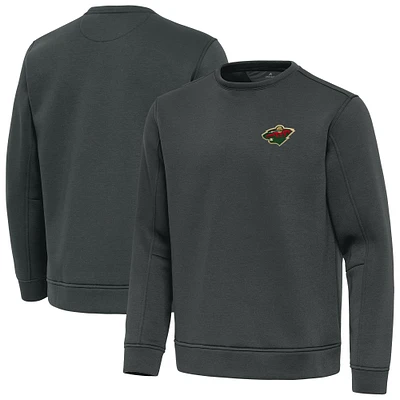 Men's Antigua Pewter Minnesota Wild Relevant Lightweight Pullover Sweatshirt