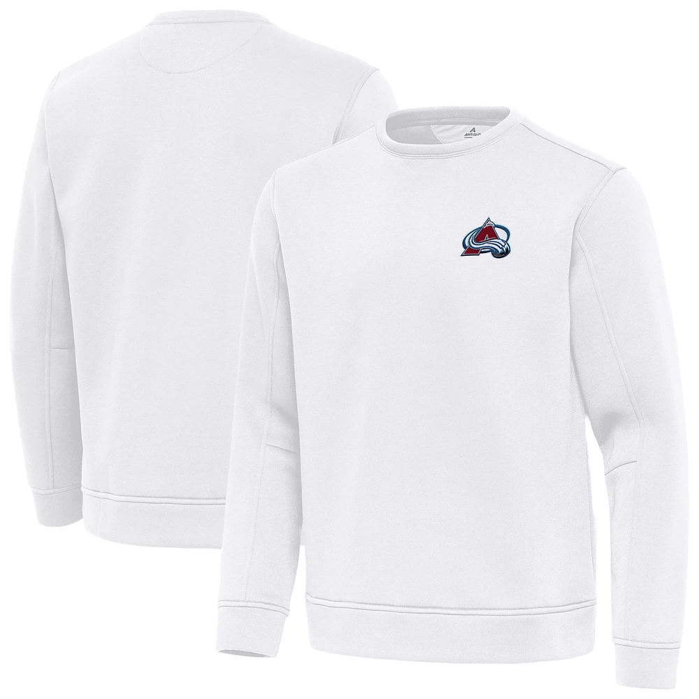 Men's Antigua White Colorado Avalanche Relevant Lightweight Pullover Sweatshirt