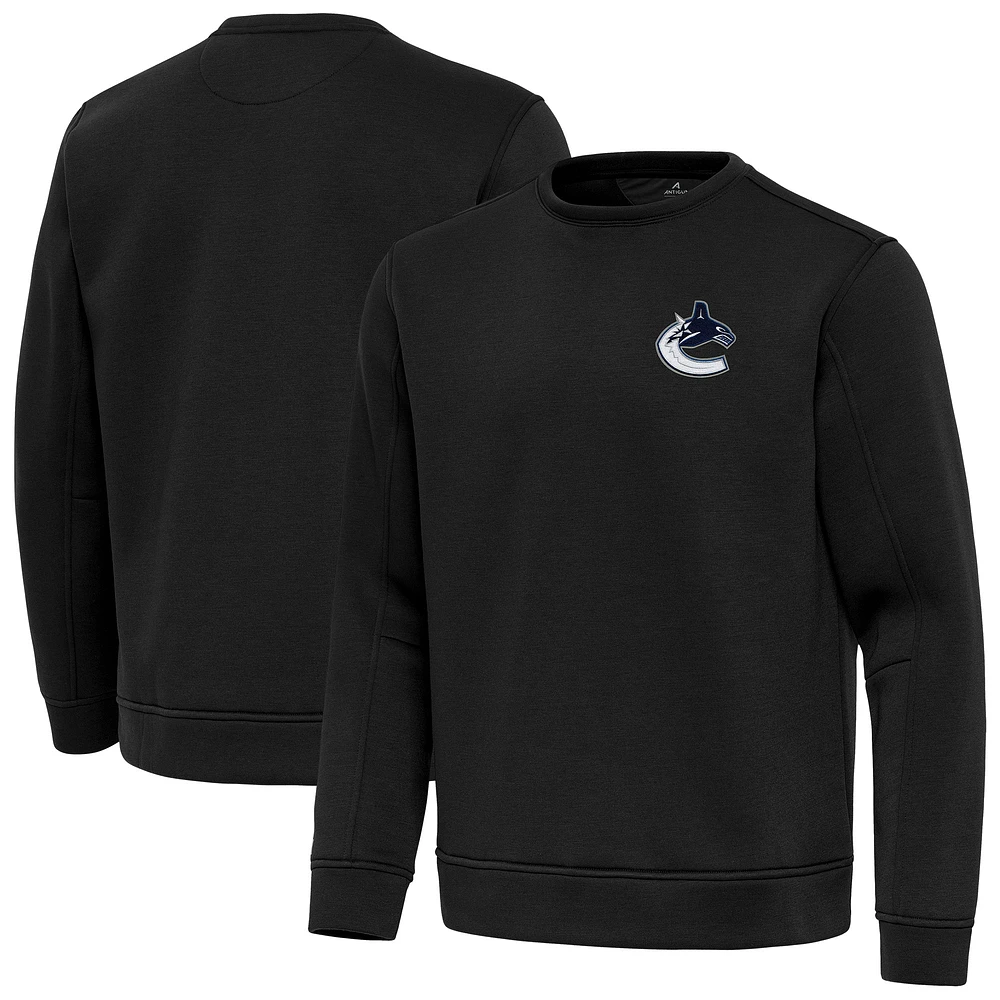 Men's Antigua Black Vancouver Canucks Relevant Lightweight Pullover Sweatshirt