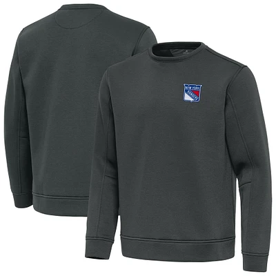 Men's Antigua Pewter New York Rangers Relevant Lightweight Pullover Sweatshirt