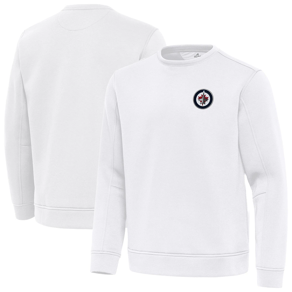 Men's Antigua White Winnipeg Jets Relevant Lightweight Pullover Sweatshirt