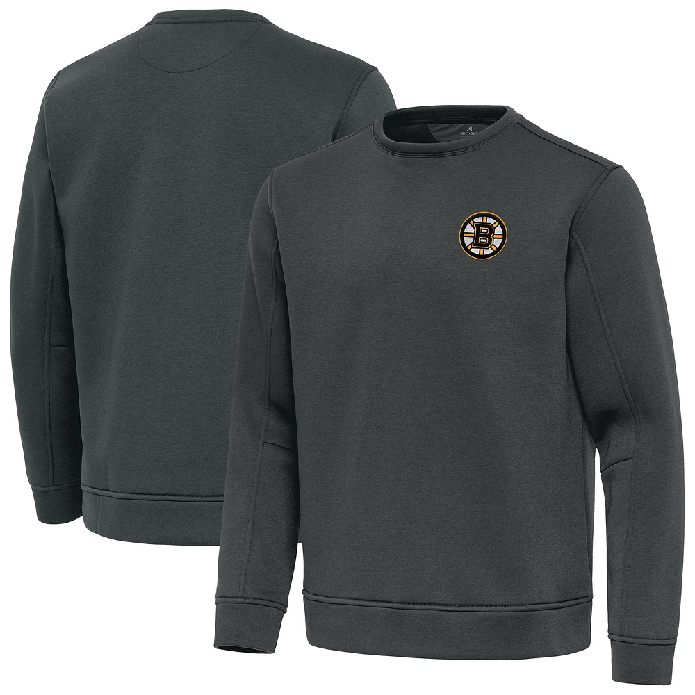 Men's Antigua Pewter Boston Bruins Relevant Lightweight Pullover Sweatshirt
