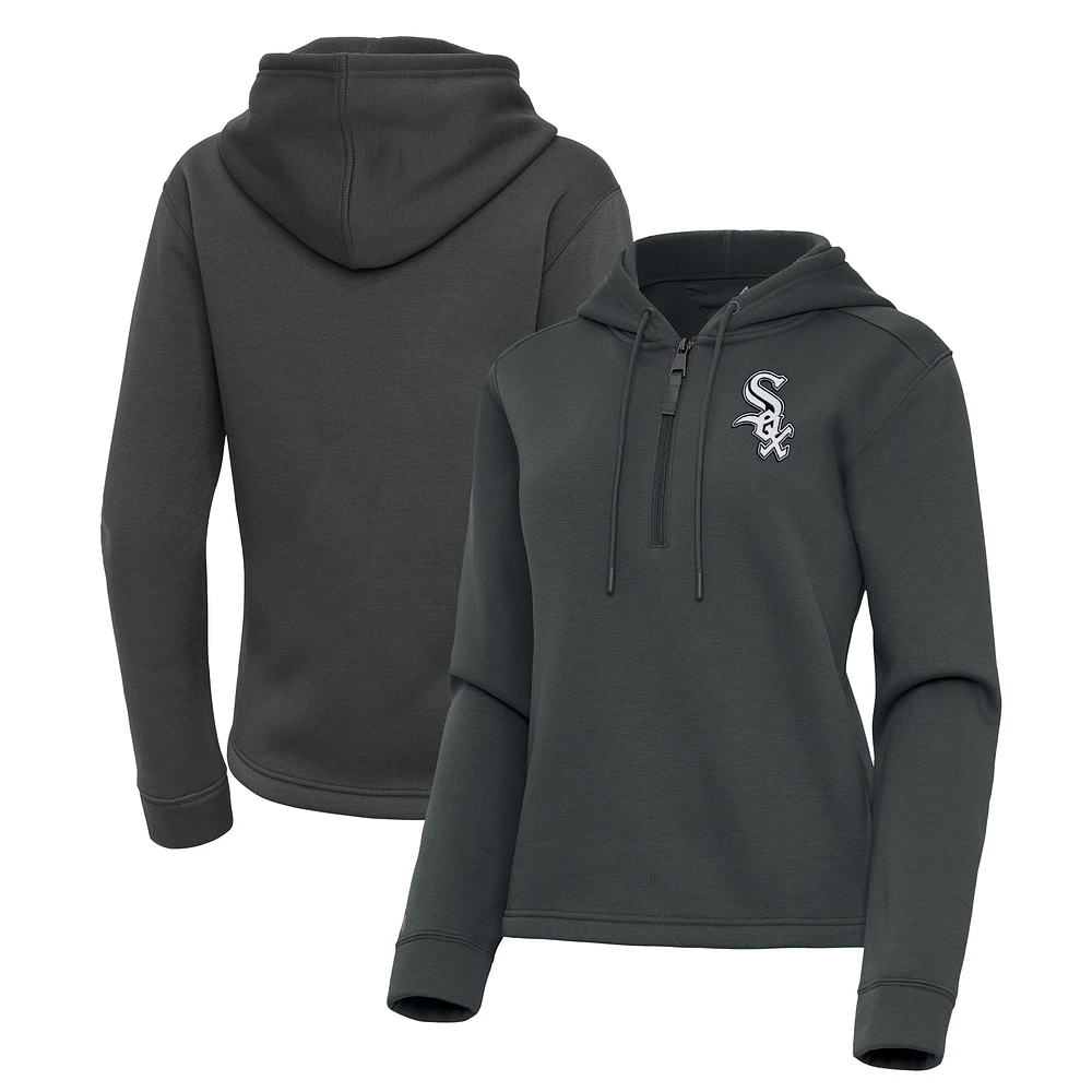 Women's Antigua Pewter Chicago White Sox Contemporary Quarter-Zip Hoodie