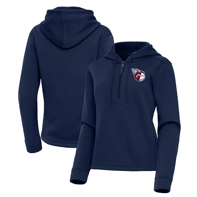 Women's Antigua Navy Cleveland Guardians Contemporary Quarter-Zip Hoodie