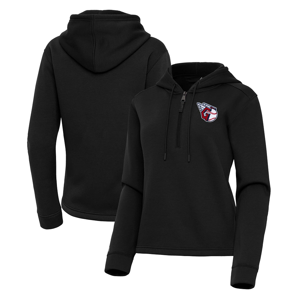 Women's Antigua Cleveland Guardians Contemporary Quarter-Zip Hoodie