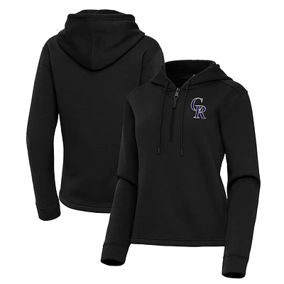 Women's Antigua Colorado Rockies Contemporary Quarter-Zip Hoodie