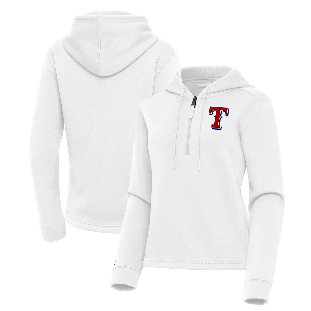 Women's Antigua White Texas Rangers Contemporary Quarter-Zip Hoodie