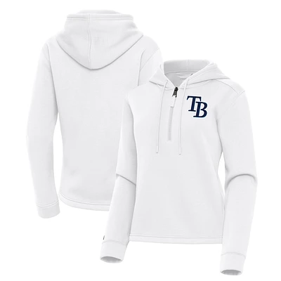 Women's Antigua White Tampa Bay Rays Contemporary Quarter-Zip Hoodie