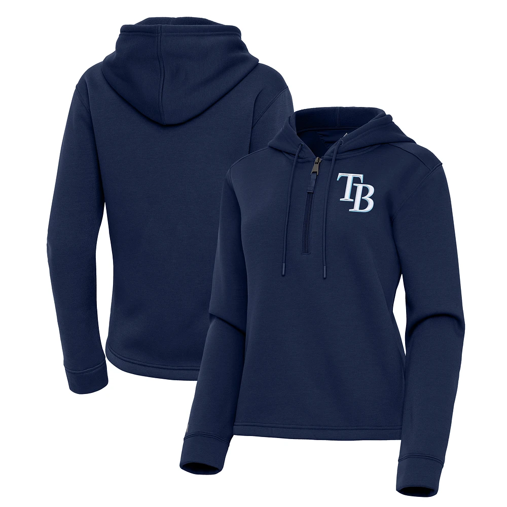Women's Antigua Navy Tampa Bay Rays Contemporary Quarter-Zip Hoodie