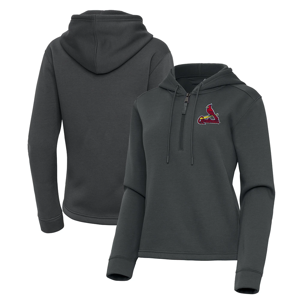 Women's Antigua Pewter St. Louis Cardinals Contemporary Quarter-Zip Hoodie