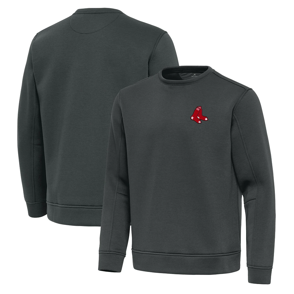 Men's Antigua Pewter Boston Red Sox Relevant Lightweight Pullover Sweatshirt