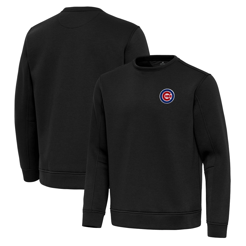 Men's Antigua Black Chicago Cubs Relevant Lightweight Pullover Sweatshirt