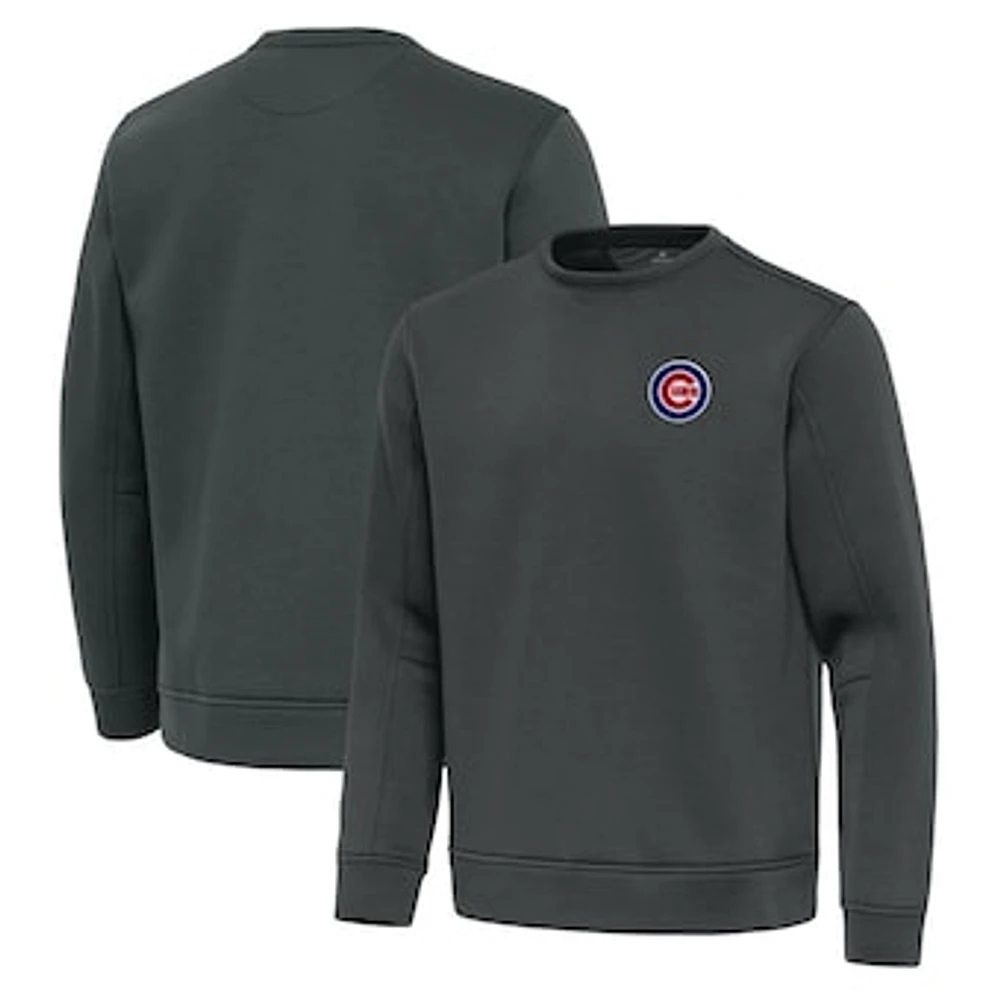 Men's Antigua Pewter Chicago Cubs Relevant Lightweight Pullover Sweatshirt