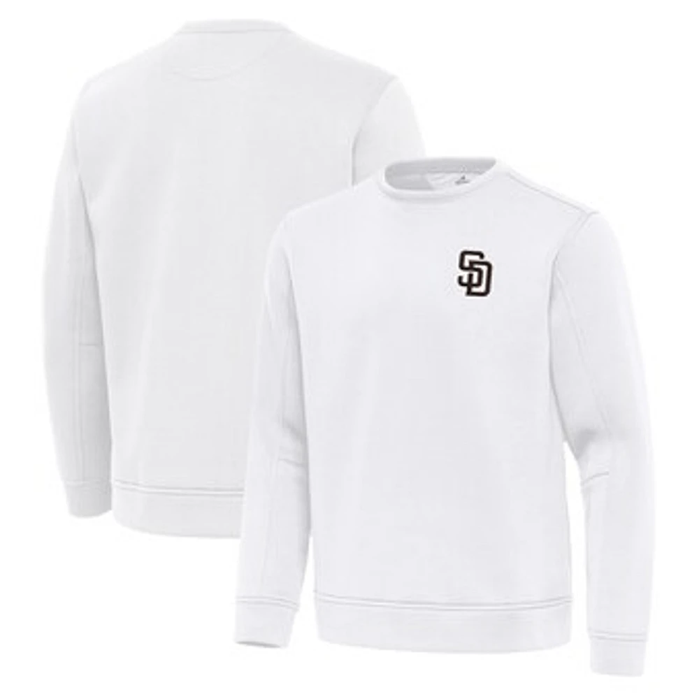 Men's Antigua White San Diego Padres Relevant Lightweight Pullover Sweatshirt