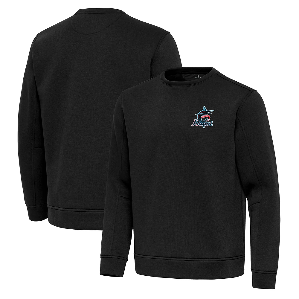 Men's Antigua Black Miami Marlins Relevant Lightweight Pullover Sweatshirt