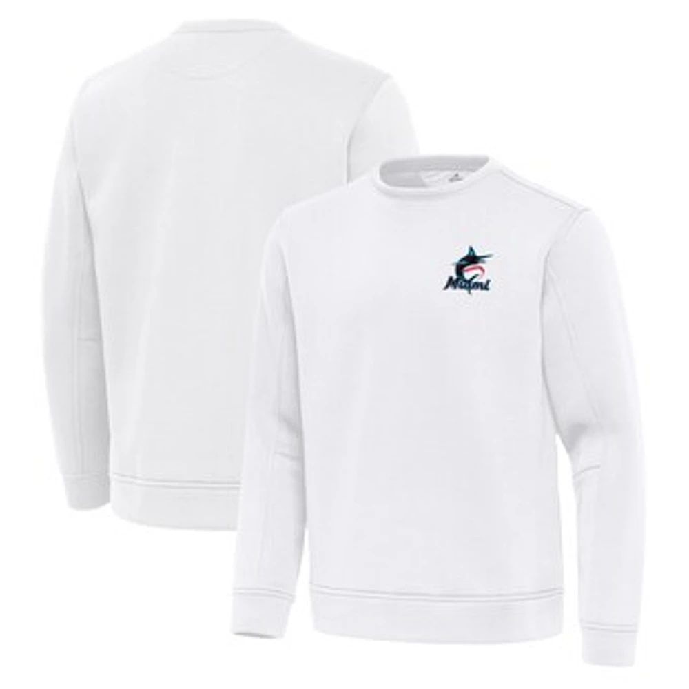 Men's Antigua Miami Marlins Relevant Lightweight Pullover Sweatshirt