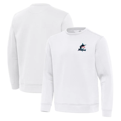 Men's Antigua Miami Marlins Relevant Lightweight Pullover Sweatshirt